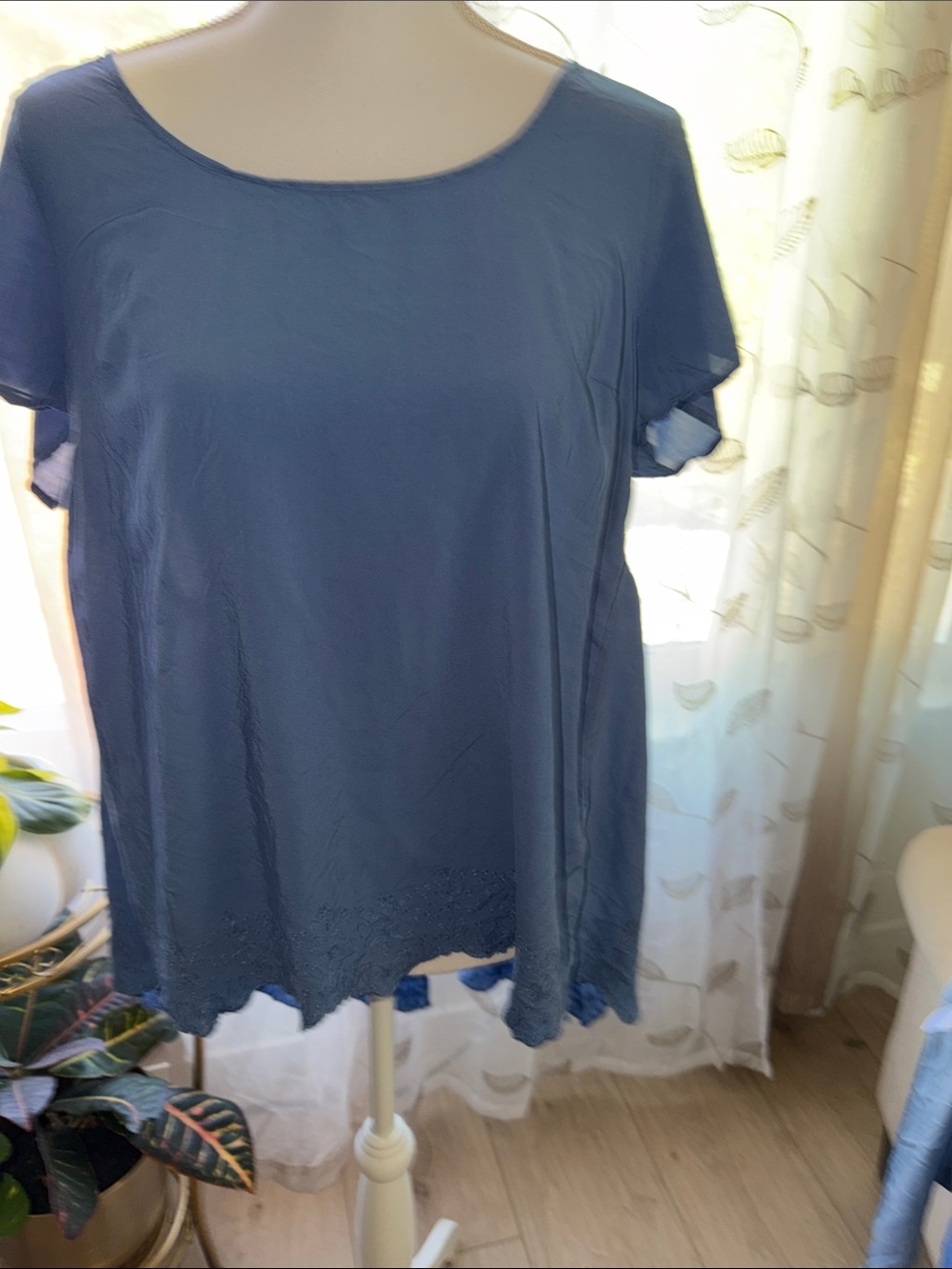 torrid Blue Scoop Neck Short Sleeve Blouse